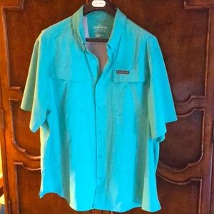 Cabela’s Guidewear 3XL Reg button down fishing shirt, light teal /turquoise